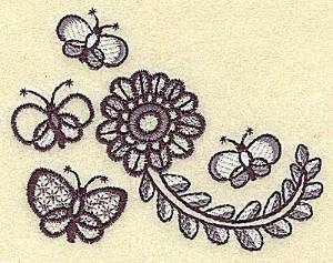 Picture of Butterflies And Flower Machine Embroidery Design