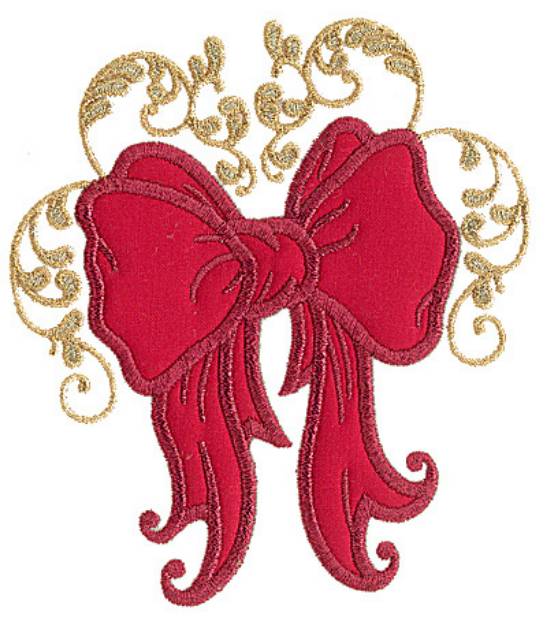 Picture of Christmas Bow Applique Machine Embroidery Design