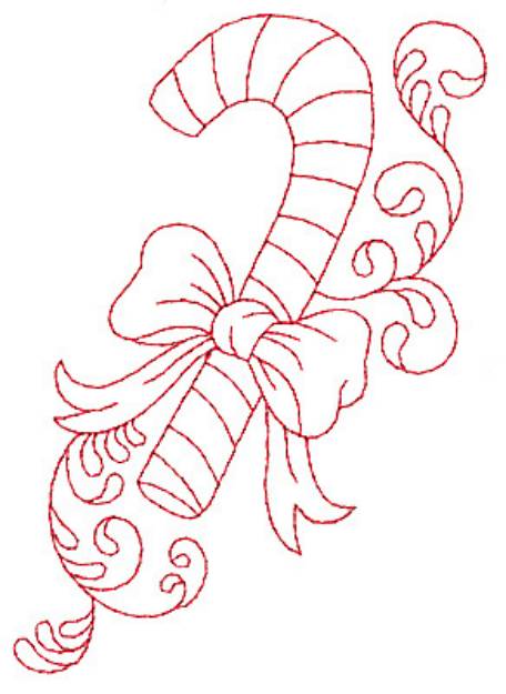 Picture of Candy Cane Redwork Machine Embroidery Design