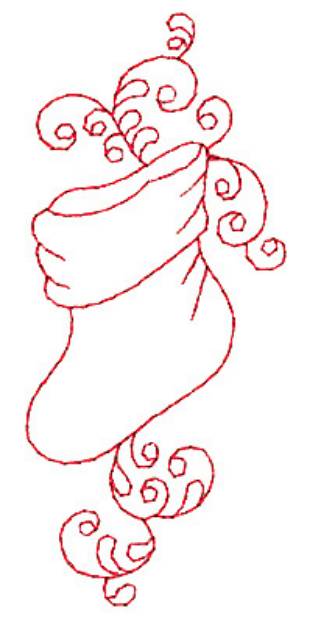 Picture of Christmas Stocking Redwork Machine Embroidery Design