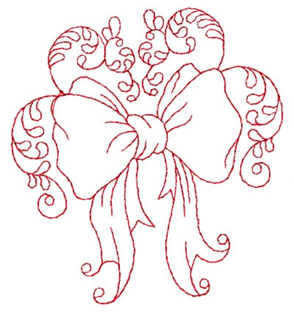 Picture of Christmas Bow Redwork Machine Embroidery Design
