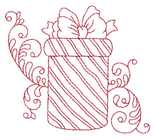Picture of Christmas Gift Redwork Machine Embroidery Design
