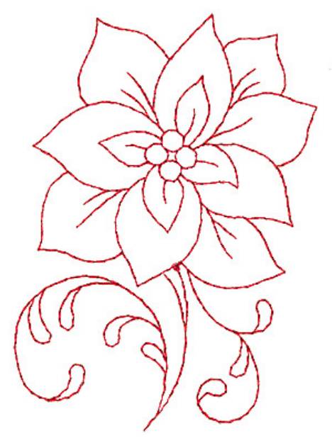 Picture of Poinsetta Redwork Machine Embroidery Design