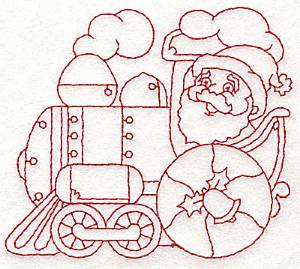 Picture of Redwork Train & Santa Machine Embroidery Design