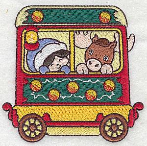 Picture of Train Child & Moose Machine Embroidery Design