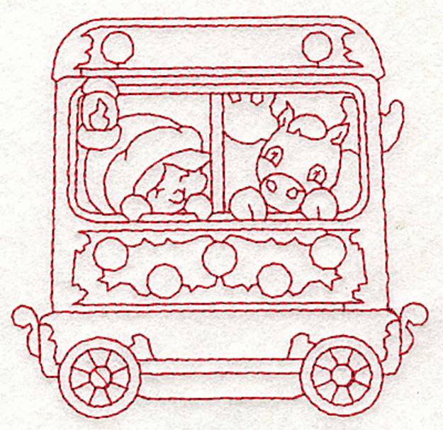 Picture of Redwork Child & Moose Machine Embroidery Design