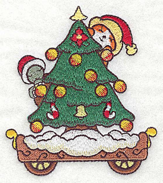 Picture of Christmas Tree & Train Machine Embroidery Design