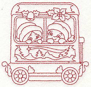 Picture of Redwork Christmas Kids Machine Embroidery Design