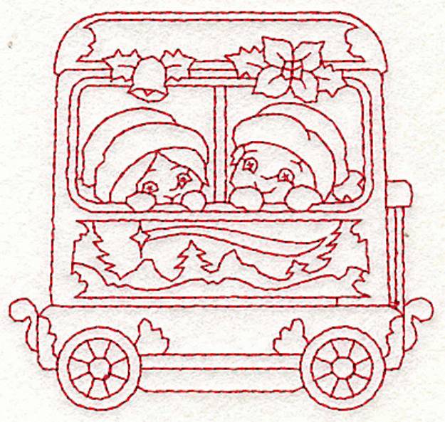 Picture of Redwork Christmas Kids Machine Embroidery Design