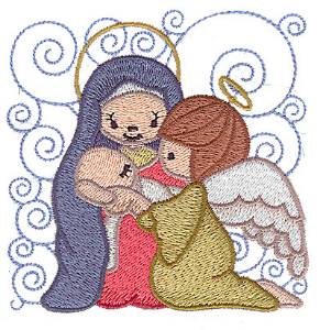 Picture of Nativity Mary Jesus & Angel Machine Embroidery Design