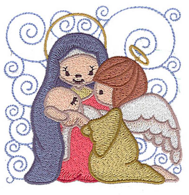 Picture of Nativity Mary Jesus & Angel Machine Embroidery Design