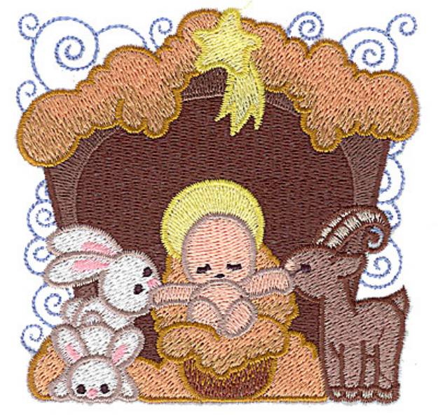 Picture of Nativity Jesus In Manger Machine Embroidery Design