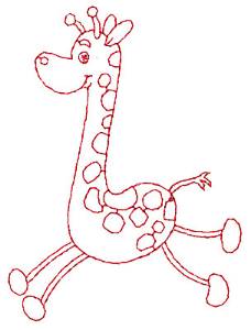 Picture of Giraffe Redwork Machine Embroidery Design