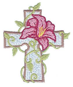 Picture of Cross With Lily Machine Embroidery Design