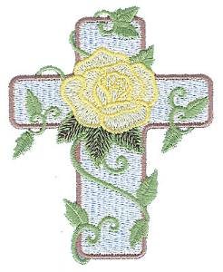Picture of Cross with Rose Machine Embroidery Design