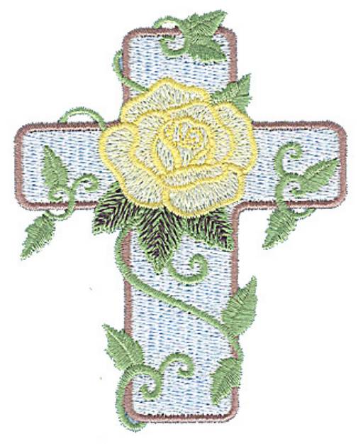 Picture of Cross with Rose Machine Embroidery Design