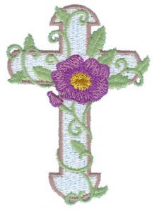 Picture of Cross with Morning Glory Machine Embroidery Design
