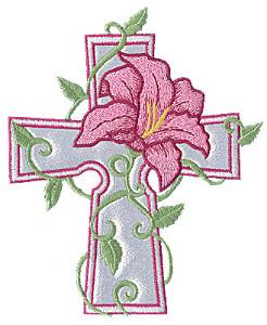 Picture of Applique Cross with Lilly Machine Embroidery Design
