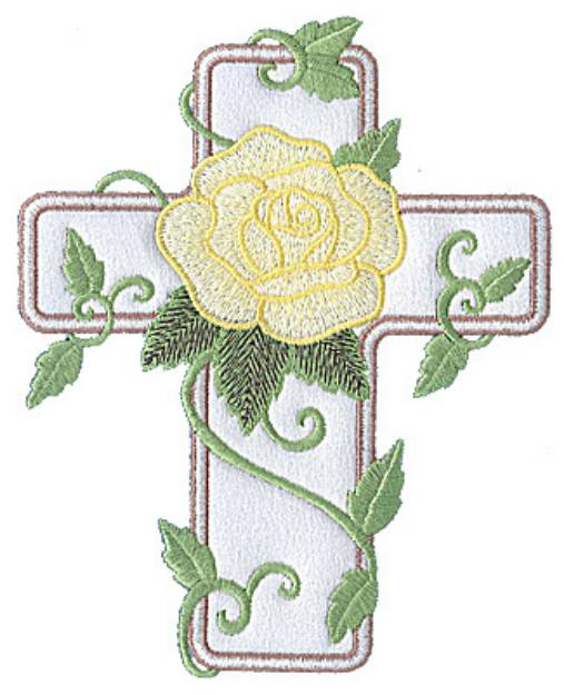 Picture of Cross Applique With Rose Machine Embroidery Design