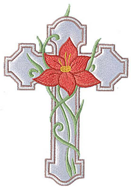 Picture of Cross Applique And Lily Machine Embroidery Design