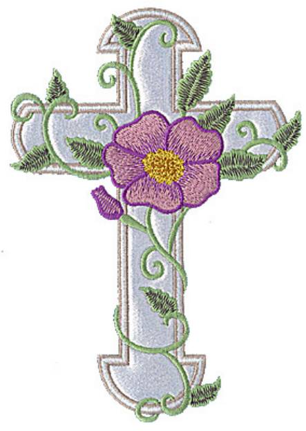Picture of Morning Glory Applique Cross Machine Embroidery Design