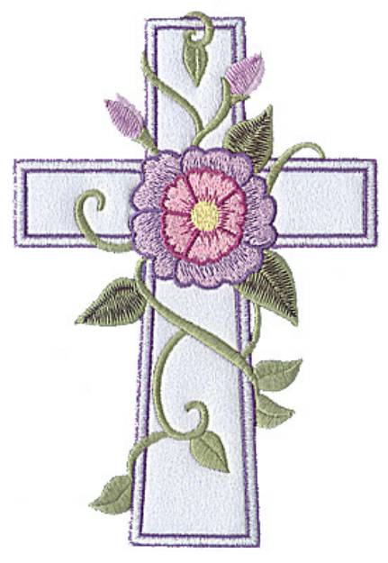 Picture of Floral Applique Cross Machine Embroidery Design