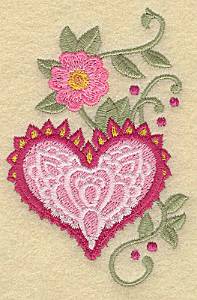 Picture of Heart and Flower Machine Embroidery Design