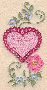 Picture of Flowers And Heart Machine Embroidery Design