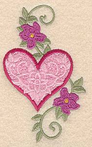 Picture of Heart With Flower Machine Embroidery Design