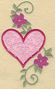 Picture of Flower Heart Applique Machine Embroidery Design