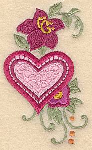 Picture of Lily And Heart Applique Machine Embroidery Design