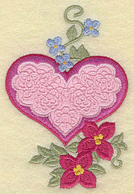 Picture of Flower Heart Applique Machine Embroidery Design