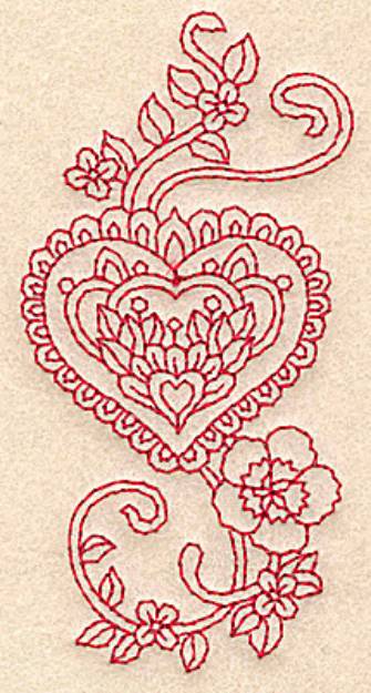 Picture of Fancy Heart Redwork Machine Embroidery Design