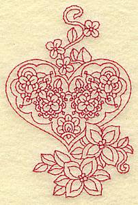 Picture of Elegant Heart Redwork Machine Embroidery Design
