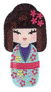 Picture of Floral Kokeshi Doll Machine Embroidery Design