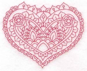 Picture of Red Embellished Heart Machine Embroidery Design