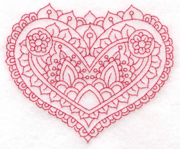 Picture of Red Embellished Heart Machine Embroidery Design