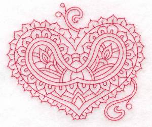 Picture of Embellished Red Heart Machine Embroidery Design