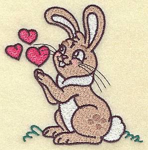 Picture of Bunny With Three Hearts Machine Embroidery Design