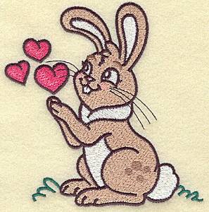 Picture of Bunny And Three Hearts Machine Embroidery Design