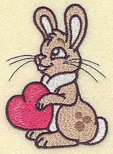 Picture of Bunny Holding Heart Machine Embroidery Design