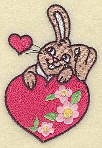Picture of Bunny Resting On Heart Machine Embroidery Design