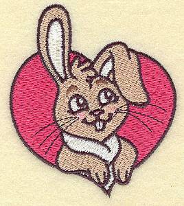 Picture of Bunny Head In Heart Machine Embroidery Design