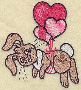 Picture of Balloon Floating Bunny Machine Embroidery Design