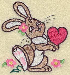 Picture of Girl Bunny Holding Heart Machine Embroidery Design