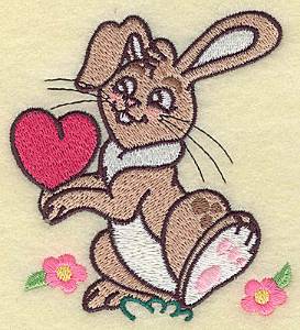 Picture of Boy bunny holding heart Machine Embroidery Design