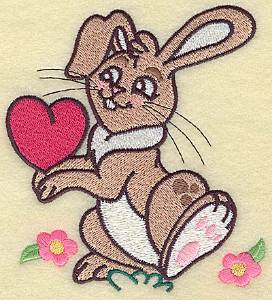 Picture of Boy Bunny Holding Heart Machine Embroidery Design
