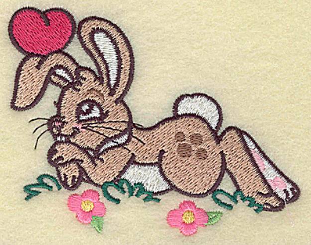 Picture of Bunny Laying In Grass Machine Embroidery Design