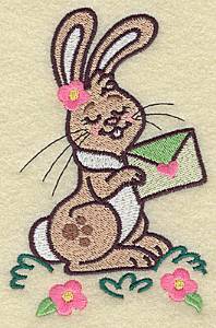 Picture of Bunny Holding Envelope Machine Embroidery Design