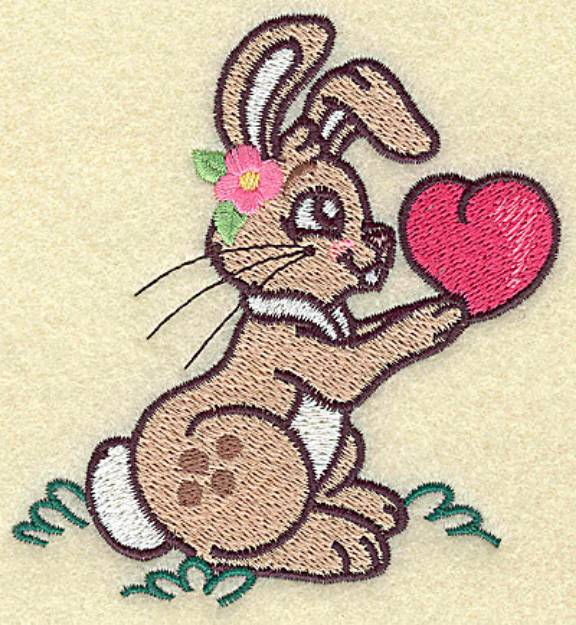 Picture of Bunny With Heart Machine Embroidery Design